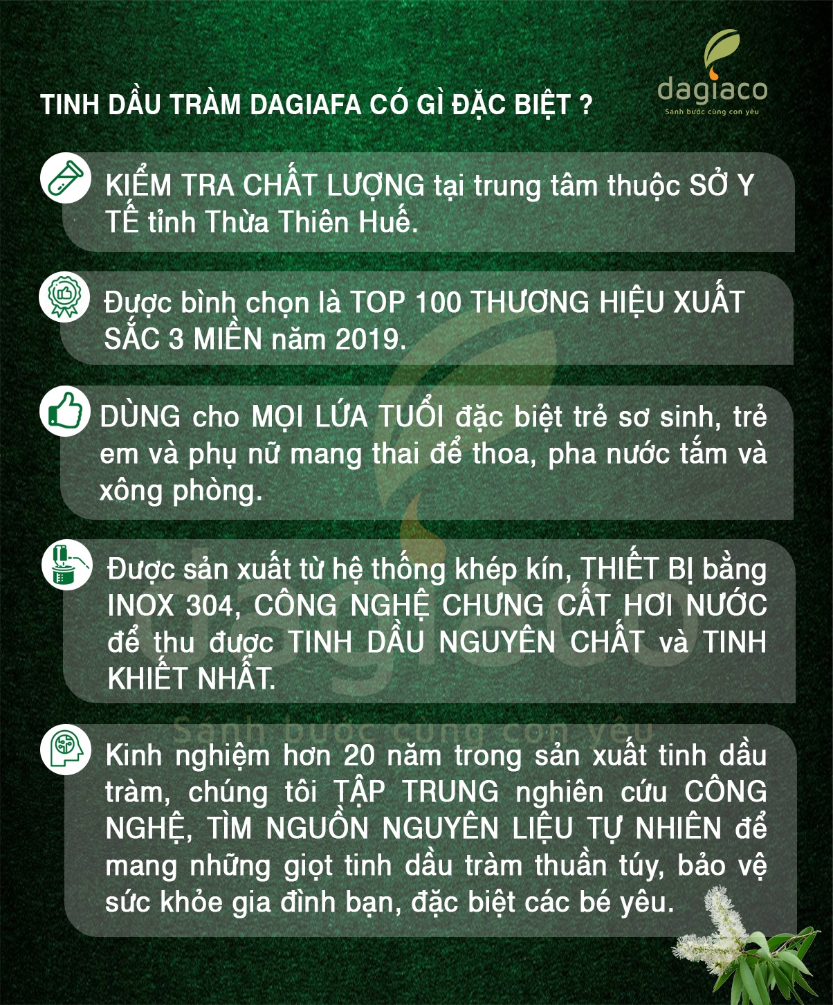 COMBO 2 CHAI TINH DẦU TRÀM DAGIAFA - SẢN PHẨM ĐƯỢC BÌNH CHỌN THƯƠNG HIỆU XUẤT SẮC 3 MIỀN 2019 - PHÙ HỢP BÉ TỪ 1 THÁNG TUỔI - DÙNG THOA, PHA NƯỚC TẮM VÀ XÔNG PHÒNG