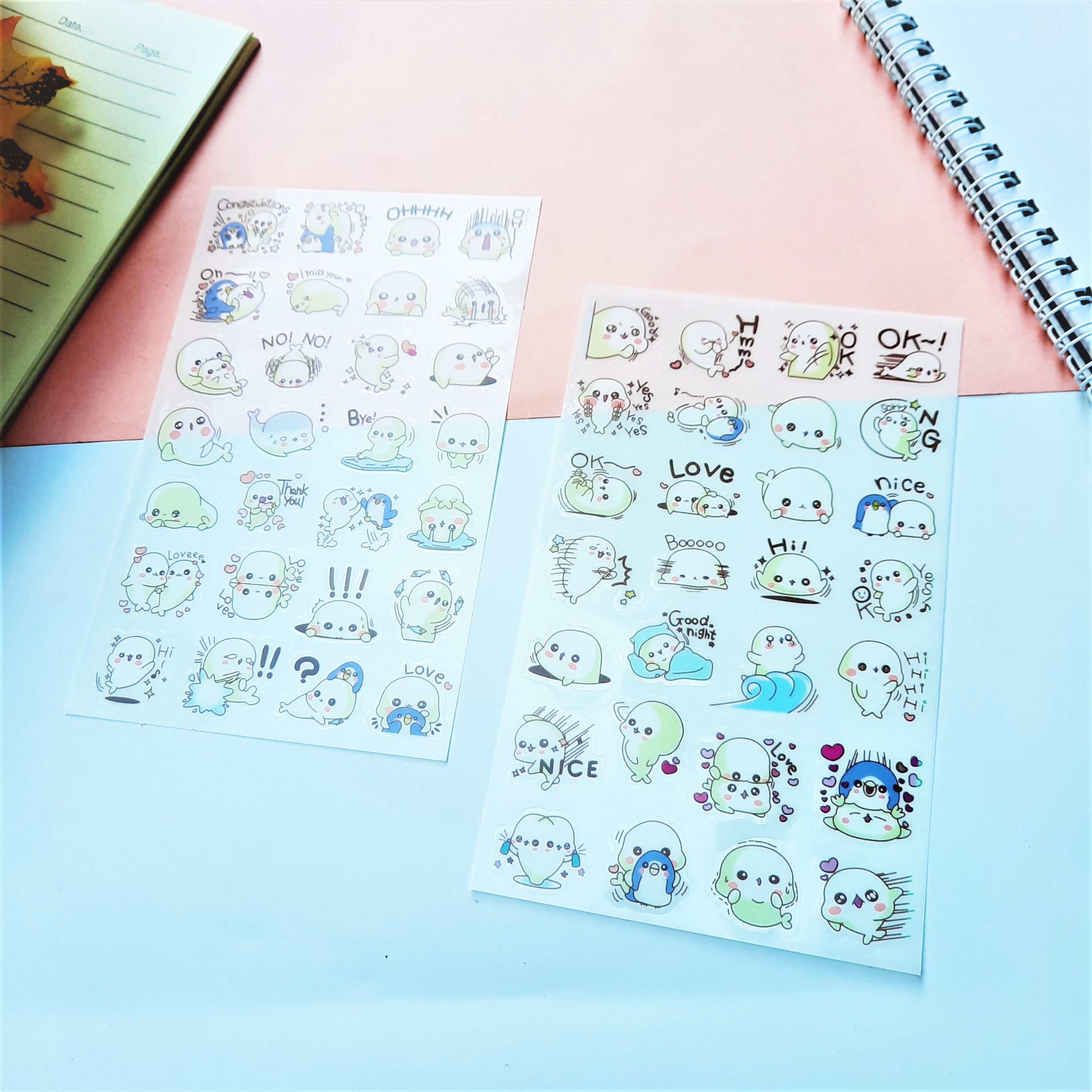 Combo 2 Bộ 6 Tấm Sticker Dán Trang Trí Pet Và Hong-E &amp; Dding-Gu FF013