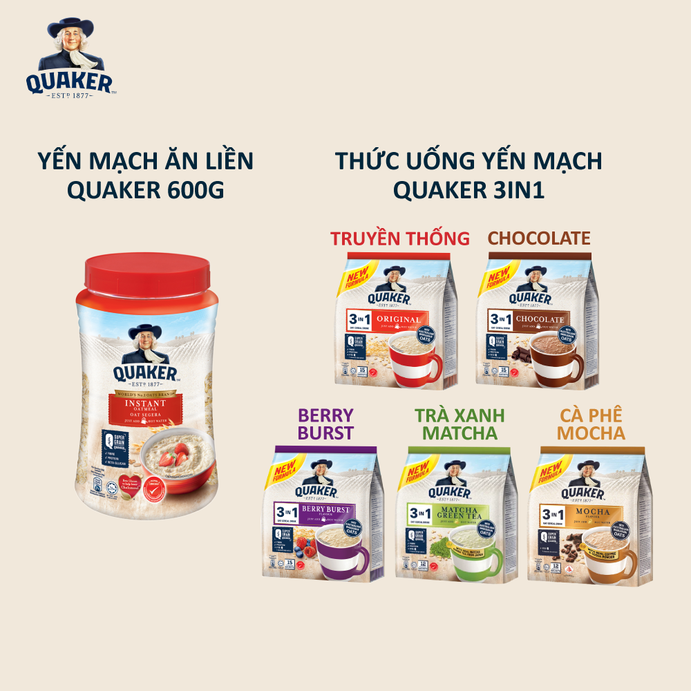 Thức Uống Yến Mạch Quaker 3in1 - Vị Truyền Thống 420g