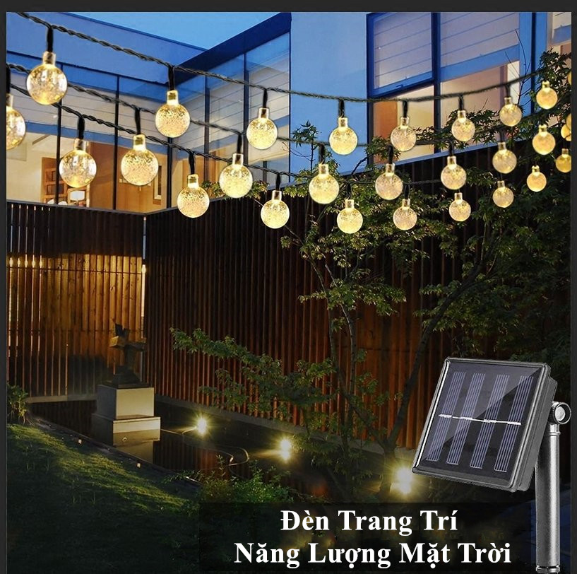 Đèn Led Cảm Biến Năng Lượng Mặt Trời 6,5M 30 Đèn Chống Thấm Nước  Treo Trang Trí Gồm 2 Màu  Vàng Ấm Và Đa Sắc