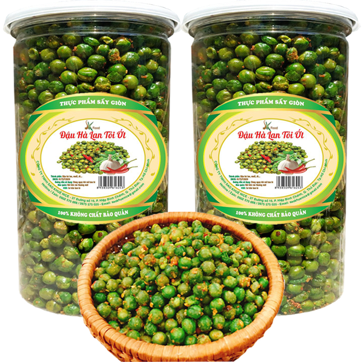 1KG ĐẬU HÀ LAN SẤY GIÒN TỎI ỚT THƯƠNG HIỆU SK FOOD - 2 HŨ PET
