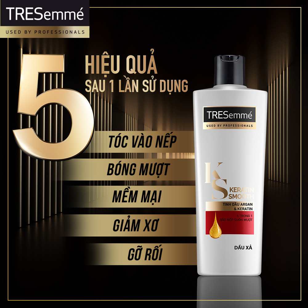 Dầu Xả Tresemmé Keratin Smooth Tinh Dầu Argan Và Keratin Vào Nếp Suôn Mượt (340g)