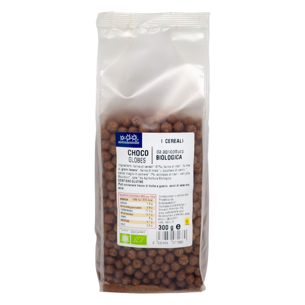 Ngũ cốc hữu cơ socola dạng viên Sottolestelle 300g Organic Choco Globes