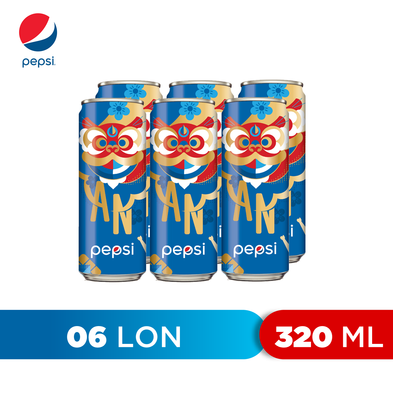 Lốc 6 Lon Nước Ngọt Có Gaz Pepsi