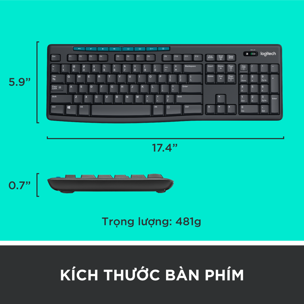 Combo chuột phím không dây Logitech MK275 - Hàng chính hãng