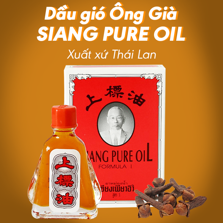 Bộ 2 Chai Dầu Gió Thái Lan Hình Ông Già Siang Pure Oil - Chai 7ml