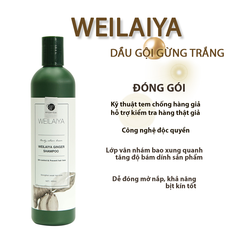 Dầu Gội Cặp Weilaiya Thảo Dược Mọc Tóc Hỗ Trợ Trị Gàu Dưỡng Tóc, Đen Tóc Cho Tóc Nhuộm Tinh Chất Gừng Cao Cấp Chiết Xuất 100% Từ Thiên Nhiên Không Chứa Sunfat Tạo Bọt (Gội: 400ml- Xả: 250ml)- Sản Phẩm Chính Hãng