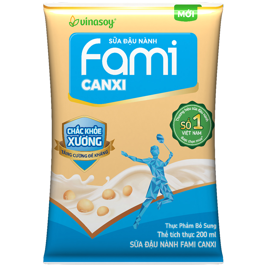 Thùng Sữa Đậu Nành Fami Canxi Nguyên vị (200ml x 40 Bịch)