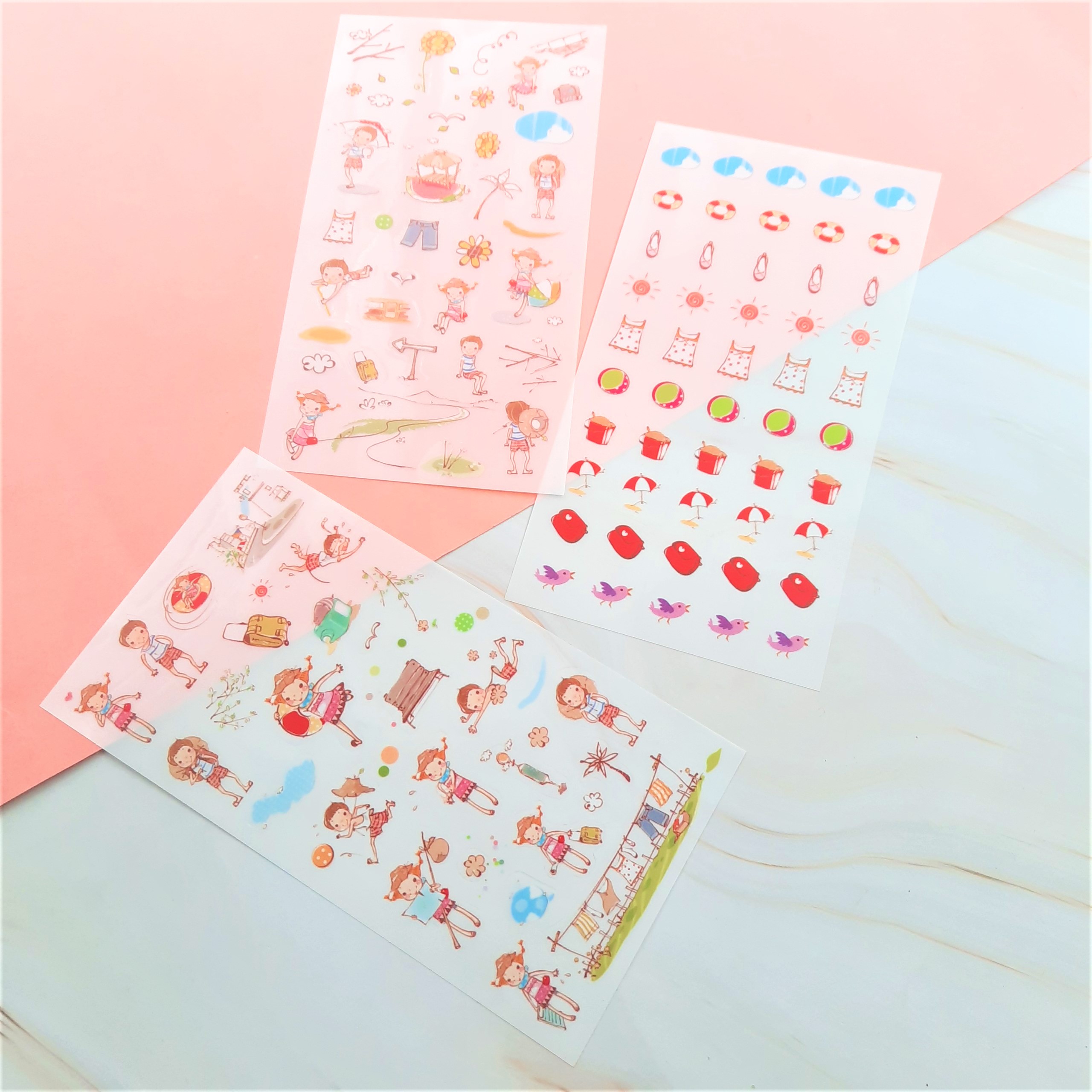 Combo 2 Bộ 6 Tấm Sticker Dán Trang Trí - Happy Childhood Và Happiness