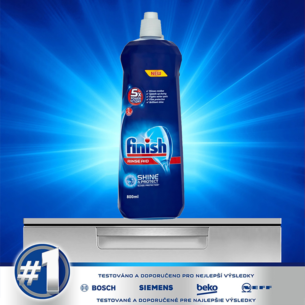 Nước làm bóng và khô chén, đĩa Finish Dishwasher Shine & Dry Regular 800ml QT017394