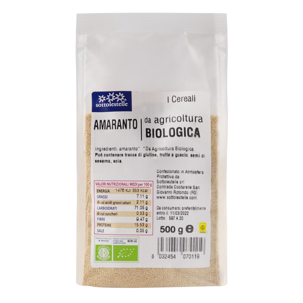 Hạt dền Amaranth hữu cơ Sottolestelle 500g Organic Amaranth