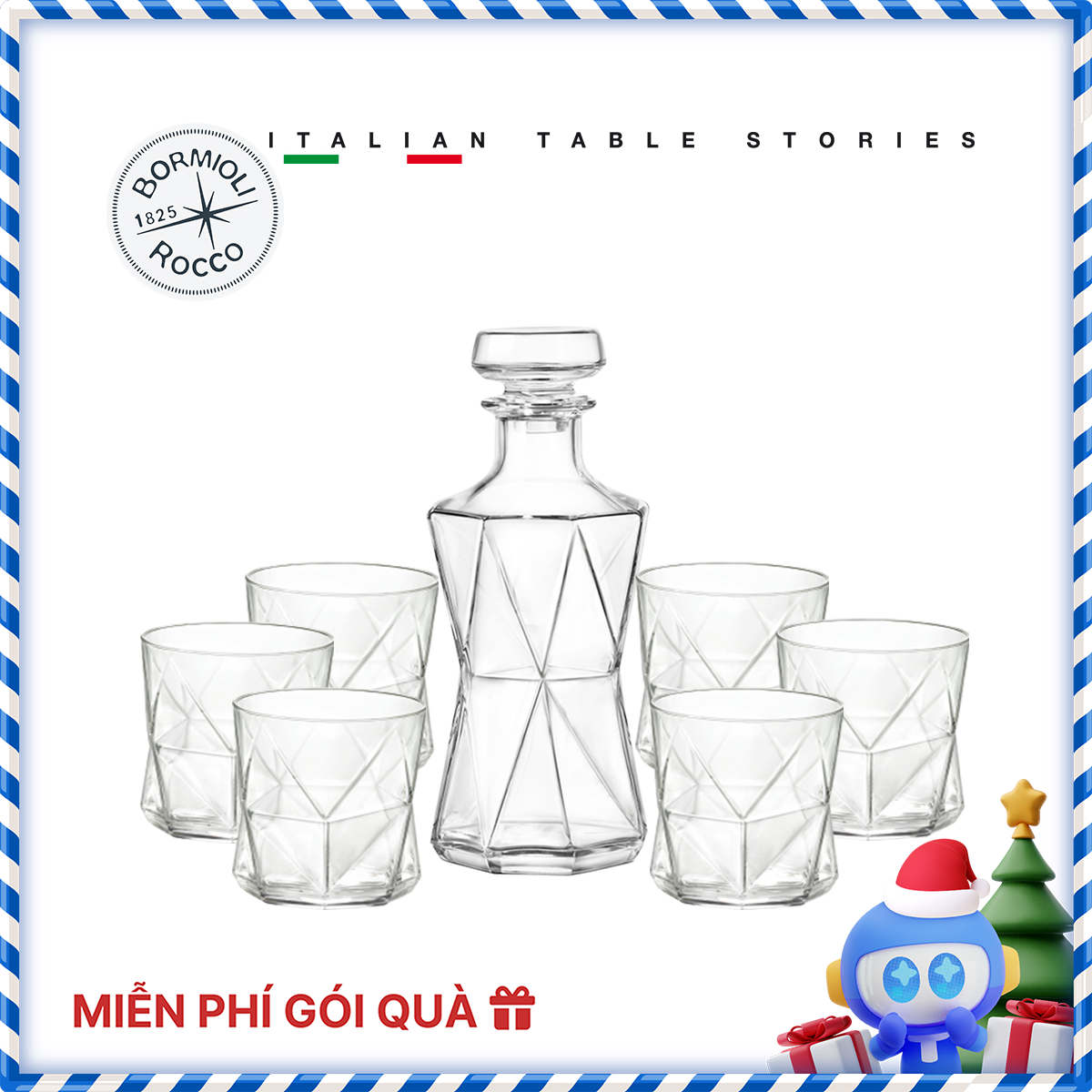 Bộ bình ly rượu thủy tinh Cassiopea - Bormioli Rocco - Italy - 7 món