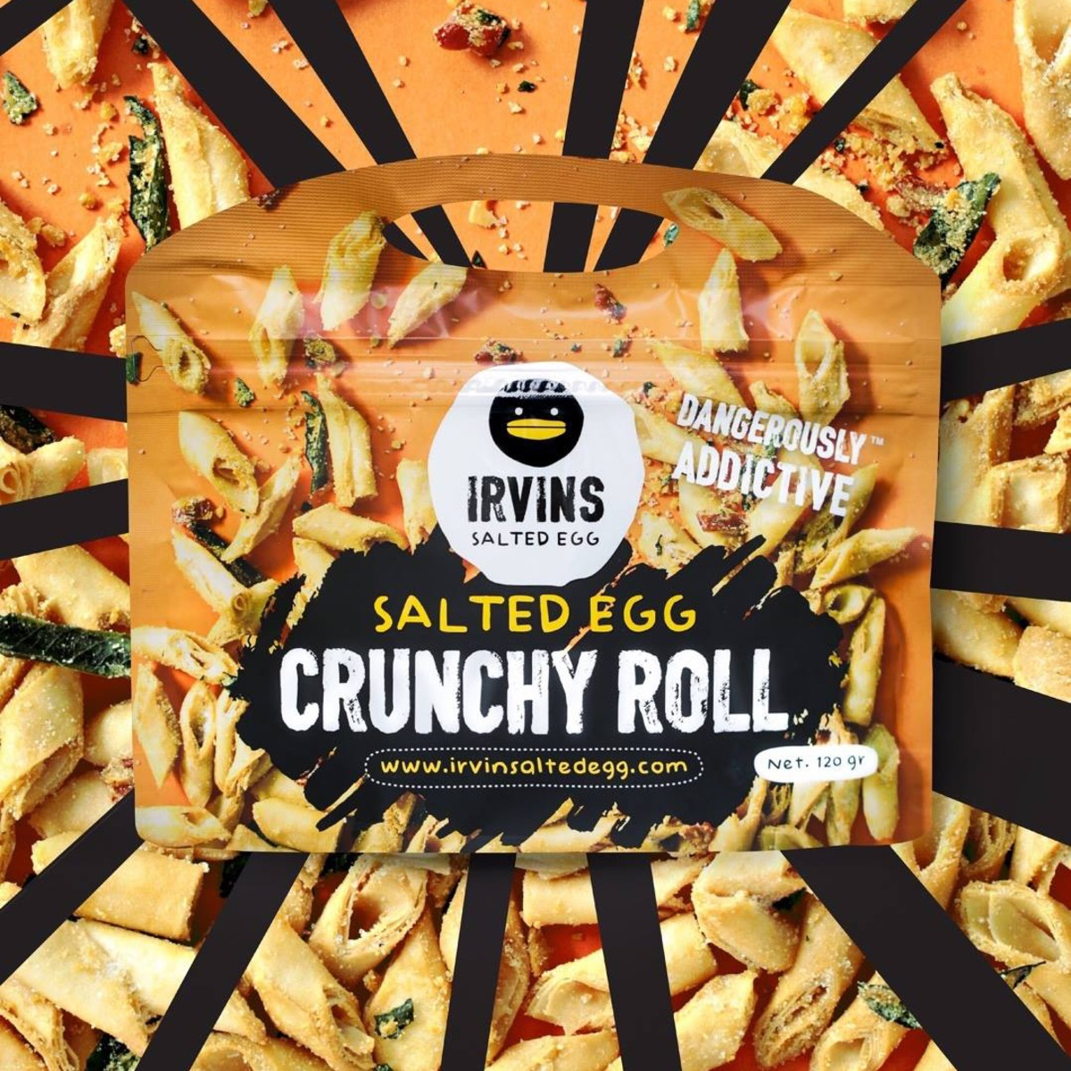 Bánh snack cuộn giòn trứng muối 120g IRVINS - Crunchy Roll