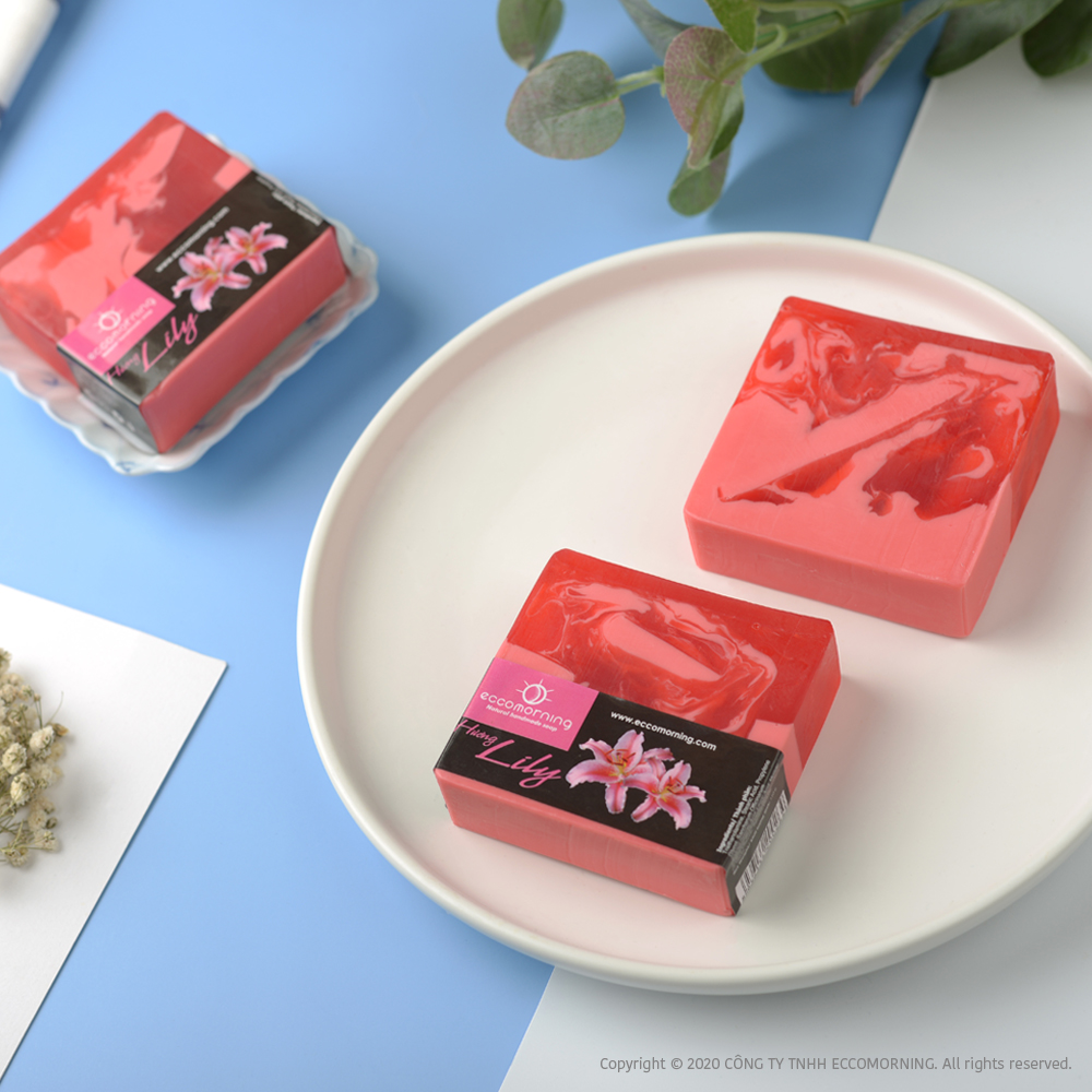 Xà Bông Thiên Nhiên Handmade eccomorning Hình Vuông Hương Hoa Ly – Lily Soap