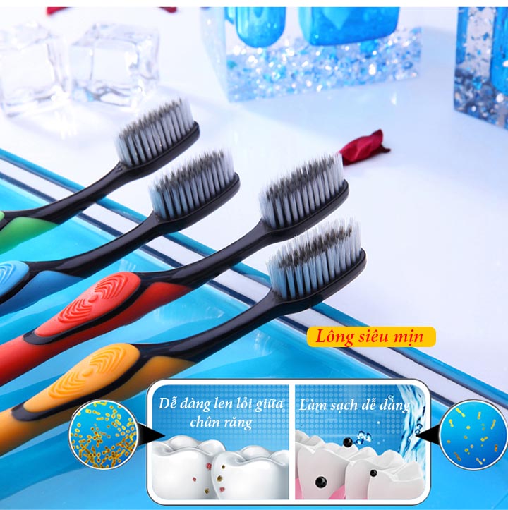 Combo 5 Bàn chải đánh răng làm từ than hoạt tính CACBON cao cấp
