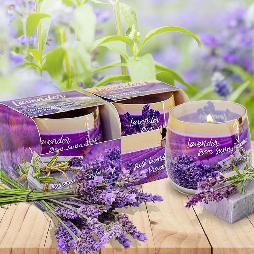 Ly nến thơm tinh dầu Bartek Lavender Fields 100g QT04968 - cánh đồng oải hương (giao mẫu ngẫu nhiên)