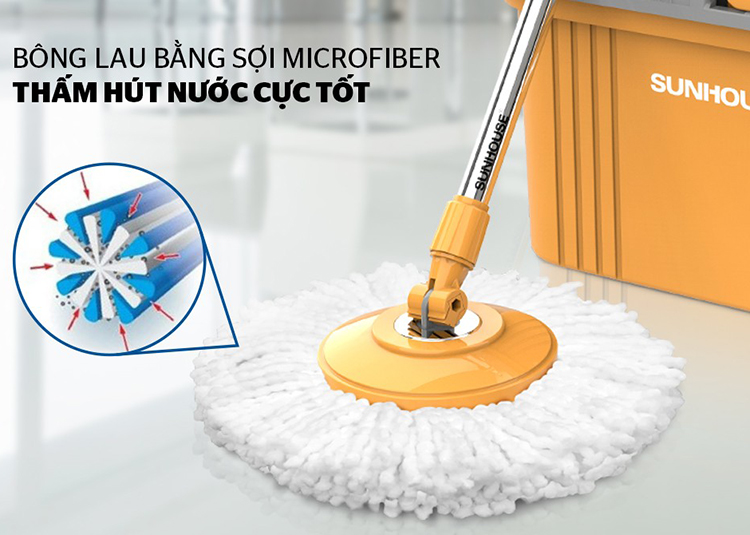 Bộ Lau Nhà Xoay 360 Độ Sunhouse Ks-Cl350PO