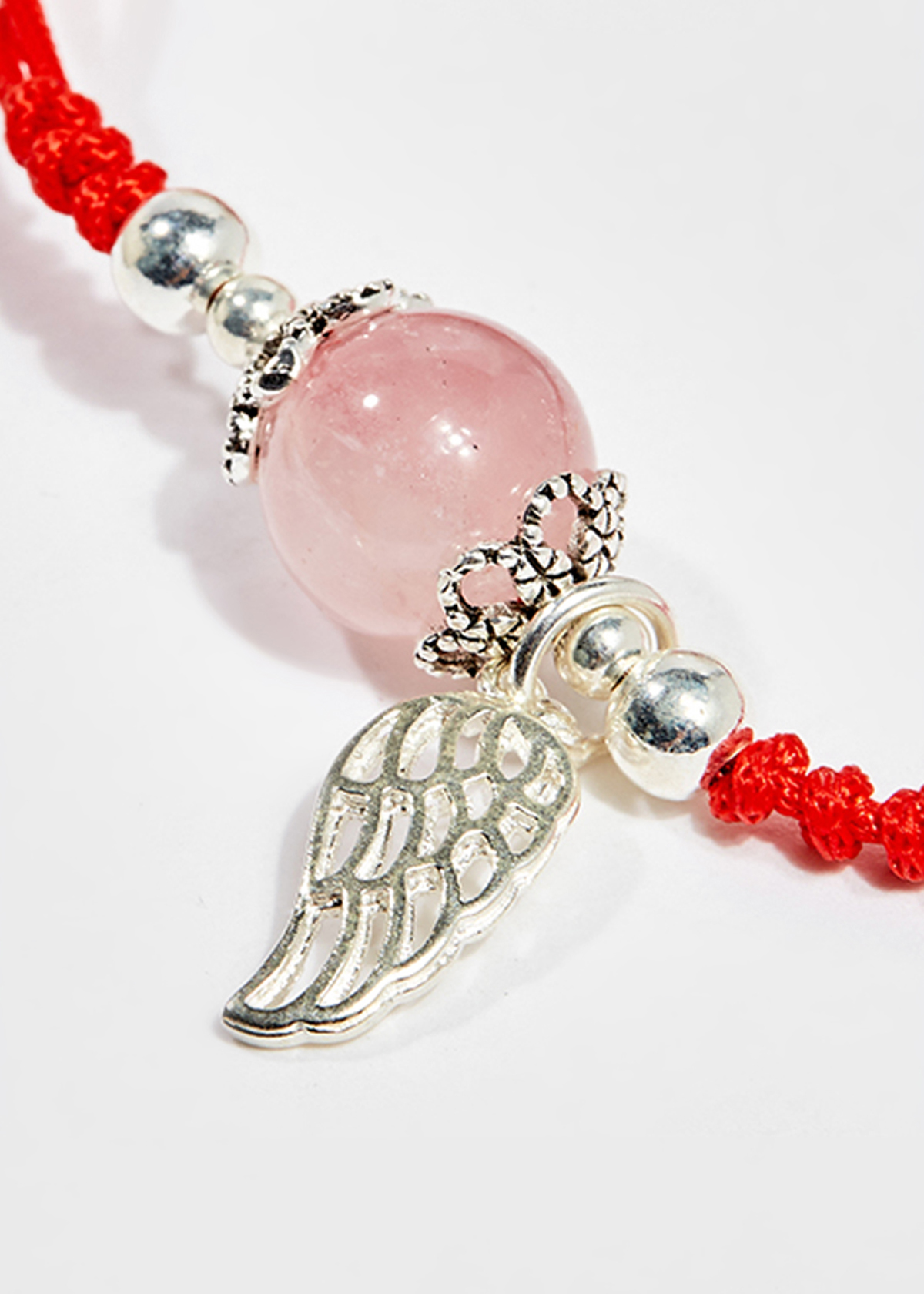 Vòng tay thắt dây đỏ đá thạch anh hồng mệnh hỏa , thổ - Ngọc Quý Gemstones