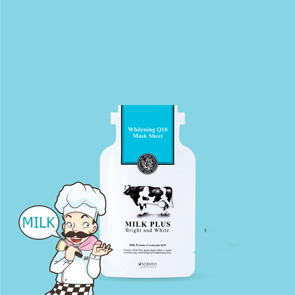 Mặt Nạ Giấy Dưỡng Trắng Và Trẻ Hóa Da Sữa Bò Scentio Milk Plus (1 Miếng)