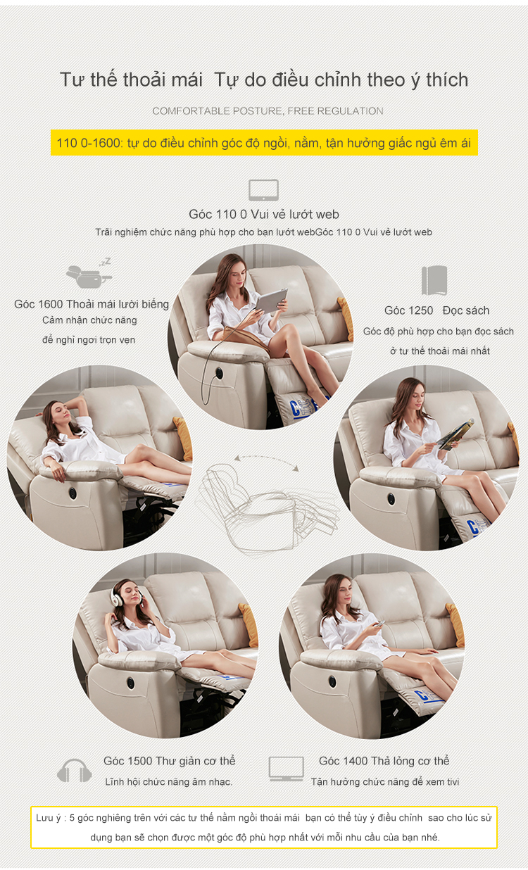 Bộ sofa thông minh cao cấp nhập khẩu S-U8698M-3CN