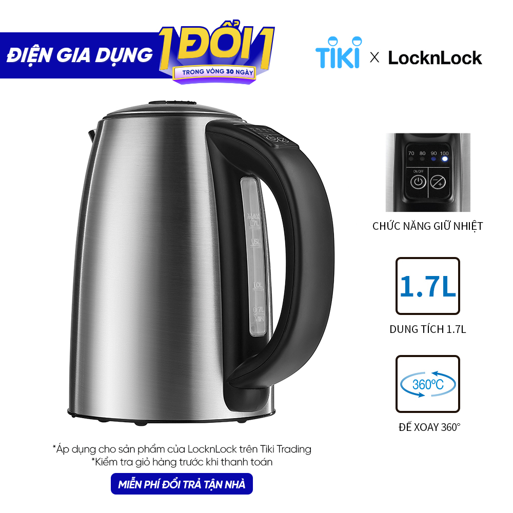 Hình ảnh Bình Đun Siêu Tốc LocknLock EJK136SLV (1.7 Lít) - Hàng chính hãng