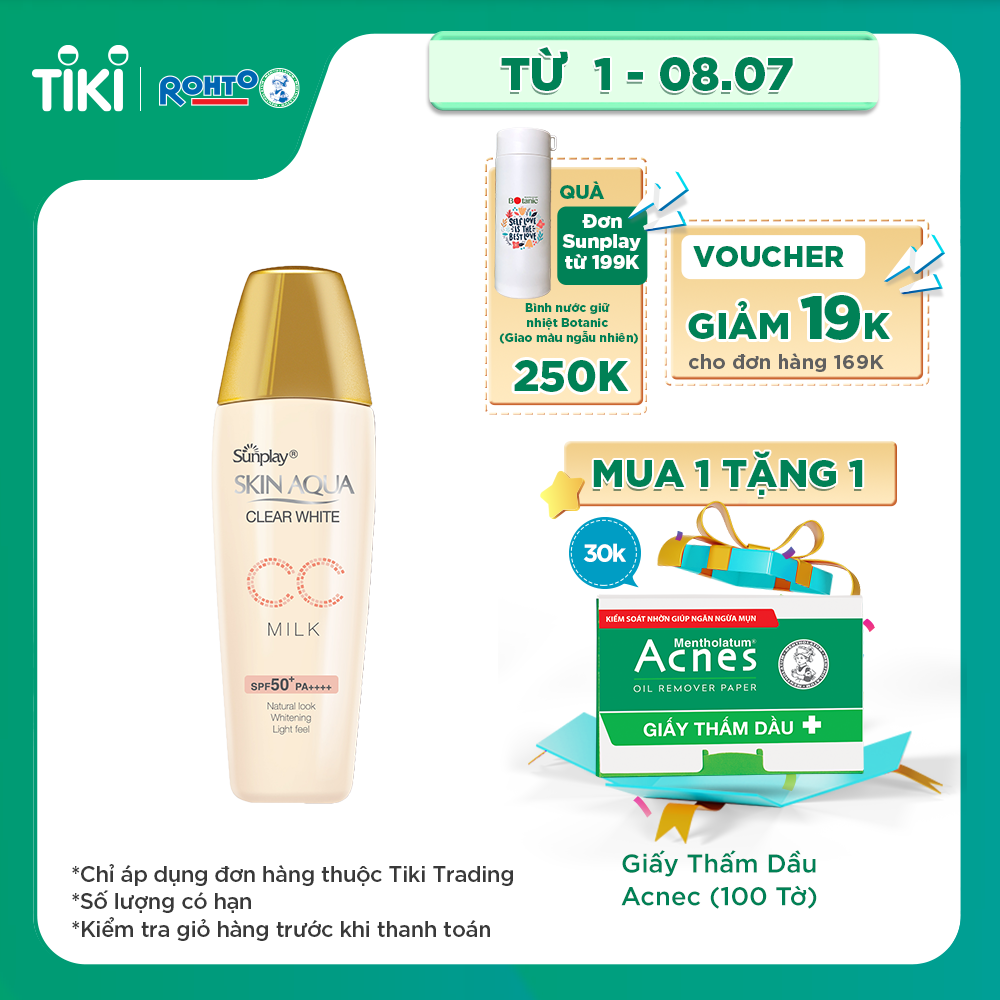 Sữa Chống Nắng Dưỡng Da Và Trang Điểm Nhẹ Sunplay Skin Aqua Clear White CC Milk SPF50+, PA++++ (25g)