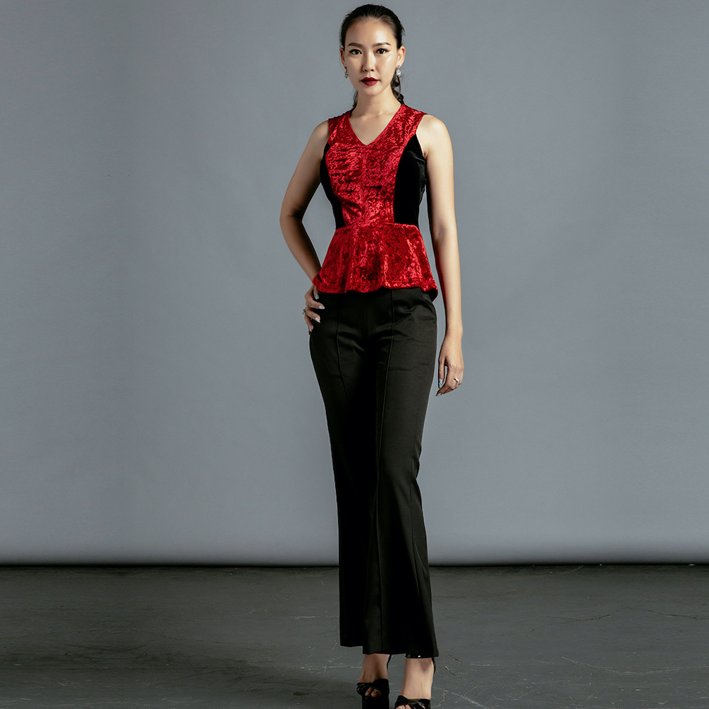 Áo Thắt Eo Áo Peplum Nhung Thời trang thiết kế Hity TOP123
