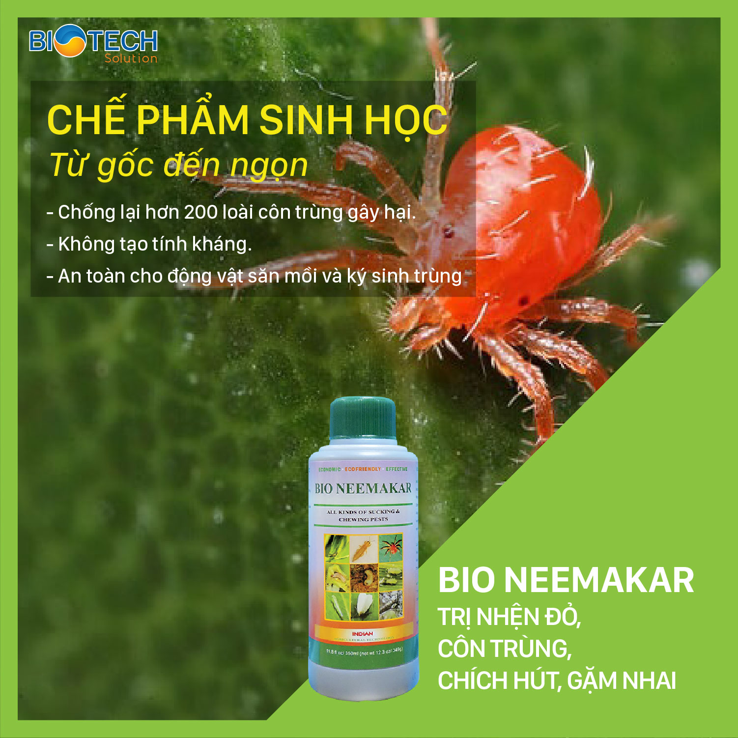 Bio Neemakar - Chai 350 ml trị 200 loại sâu côn trùng hút và nhai