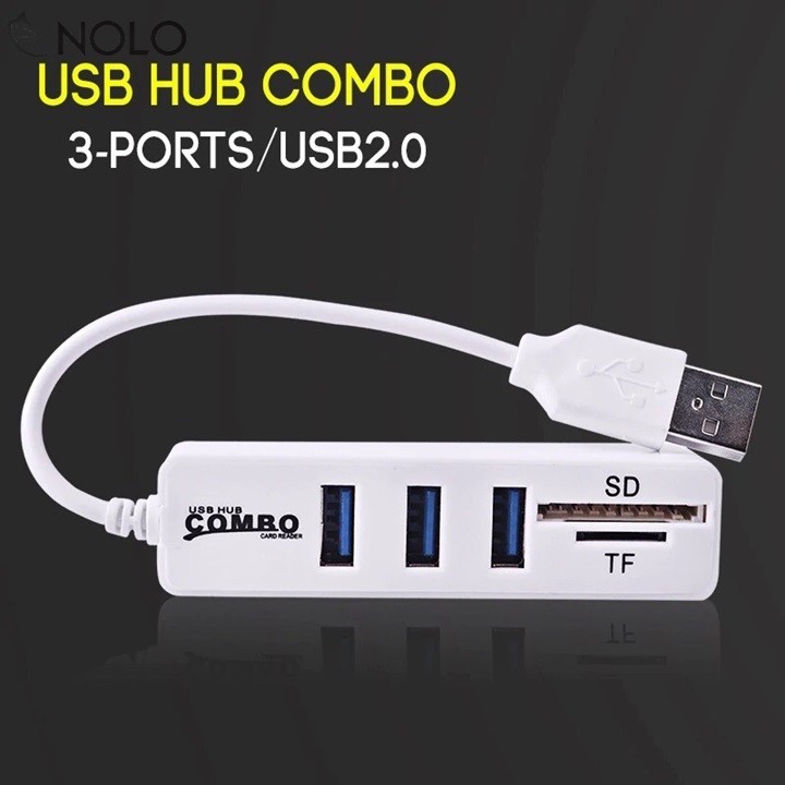 Hub Chia USB 3 Cổng + 2 Khe Thẻ Nhớ - Màu Ngẫu Nhiên