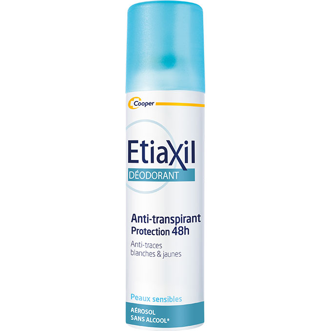 Xịt Khử Mùi Hàng Ngày Etiaxil Déodorant Anti-Transpirant 48h Anti-Traces Blanches &amp; Jaunes 150ml (Dạng Xịt Phun Sương)