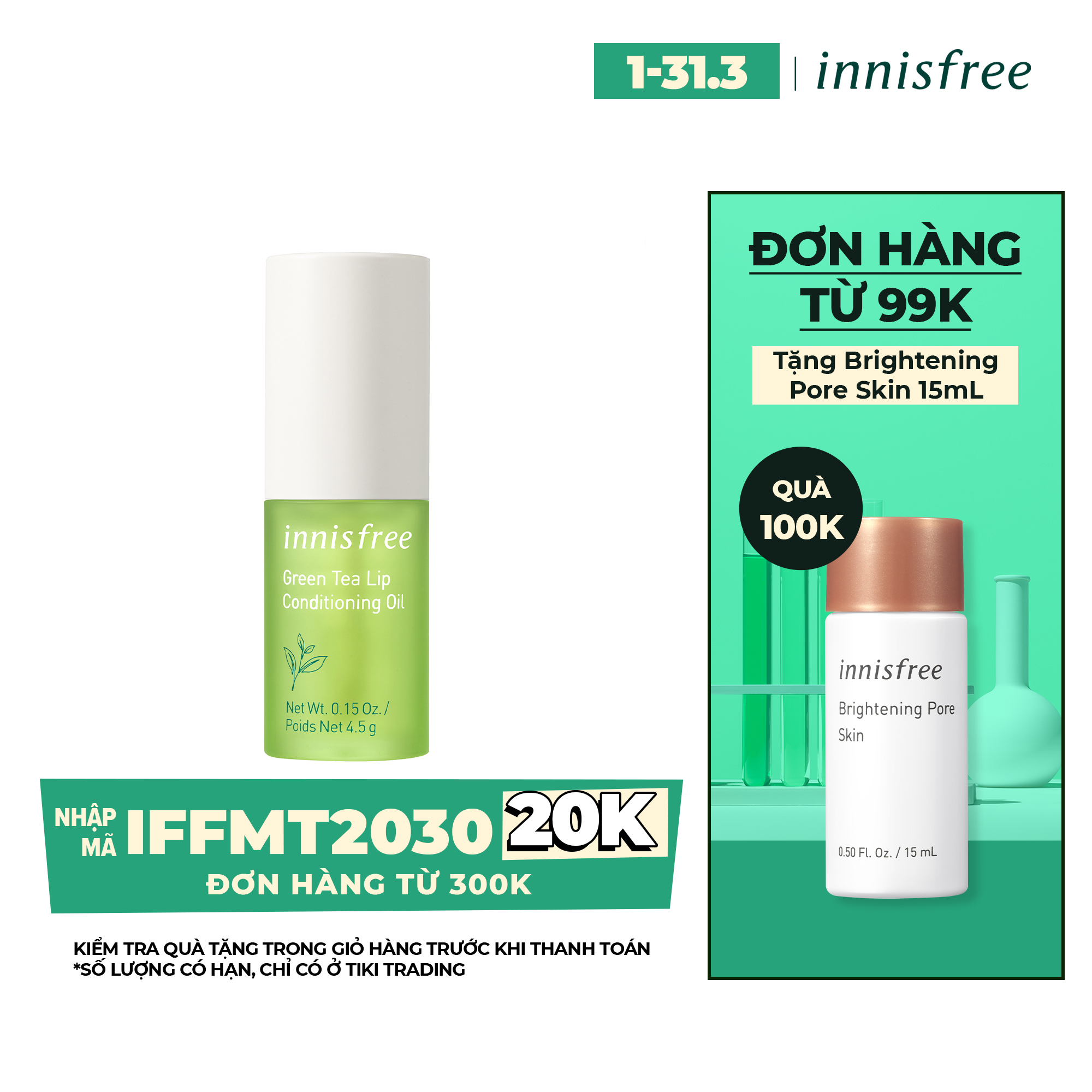 Dầu Dưỡng Môi Hương Trà Xanh Innisfree Green Tea Lip Conditioning Oil 4.5g