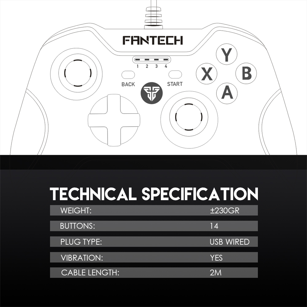 Tay cầm chơi game đa chức năng có dây Fantech SHOOTER GP11 viền màu xanh - Hàng chính hãng