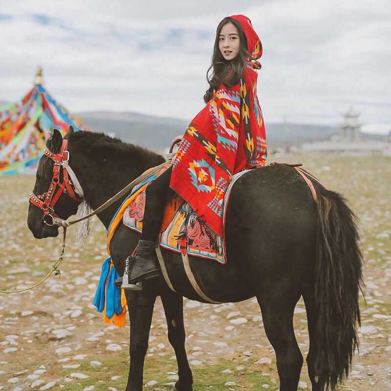 Áo choàng boho khăn choàng mùa đông- Mã LE24