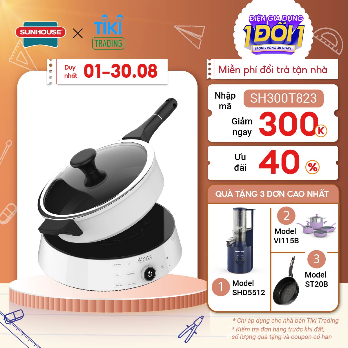 Bếp Điện Từ Đơn Cảm Ứng Sunhouse Mama SHD6875  - Kèm Nồi Lẩu Cao Cấp - Hàng Chính Hãng