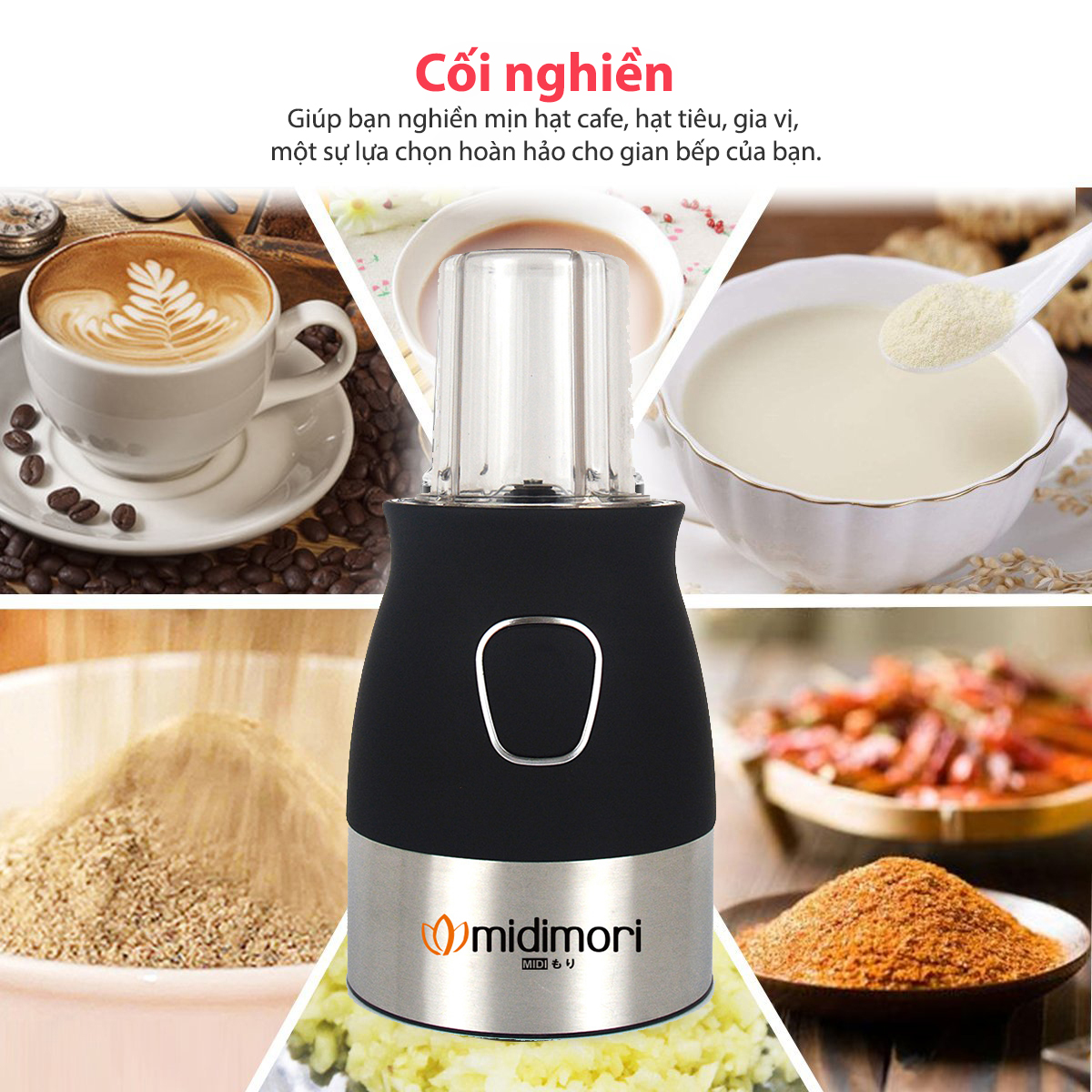 Máy Xay Sinh Tố Và Thực Phẩm Đa Năng Midimori MDMR-002 - Đen - Hàng chính hãng