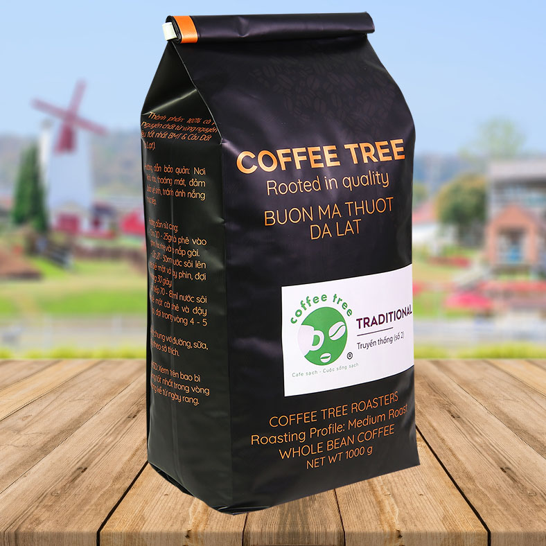 Cà phê hạt 100% nguyên chất truyền thống số 2 Coffee Tree 1kg đậm đà, thơm ngon, gu vừa