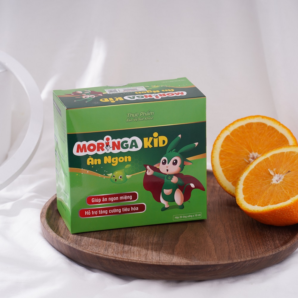 MORINGA KIDS ĂN NGON - Bổ sung dưỡng chất giúp ăn ngon, tăng cân đều, tăng sức đề kháng - Hộp 30 ống