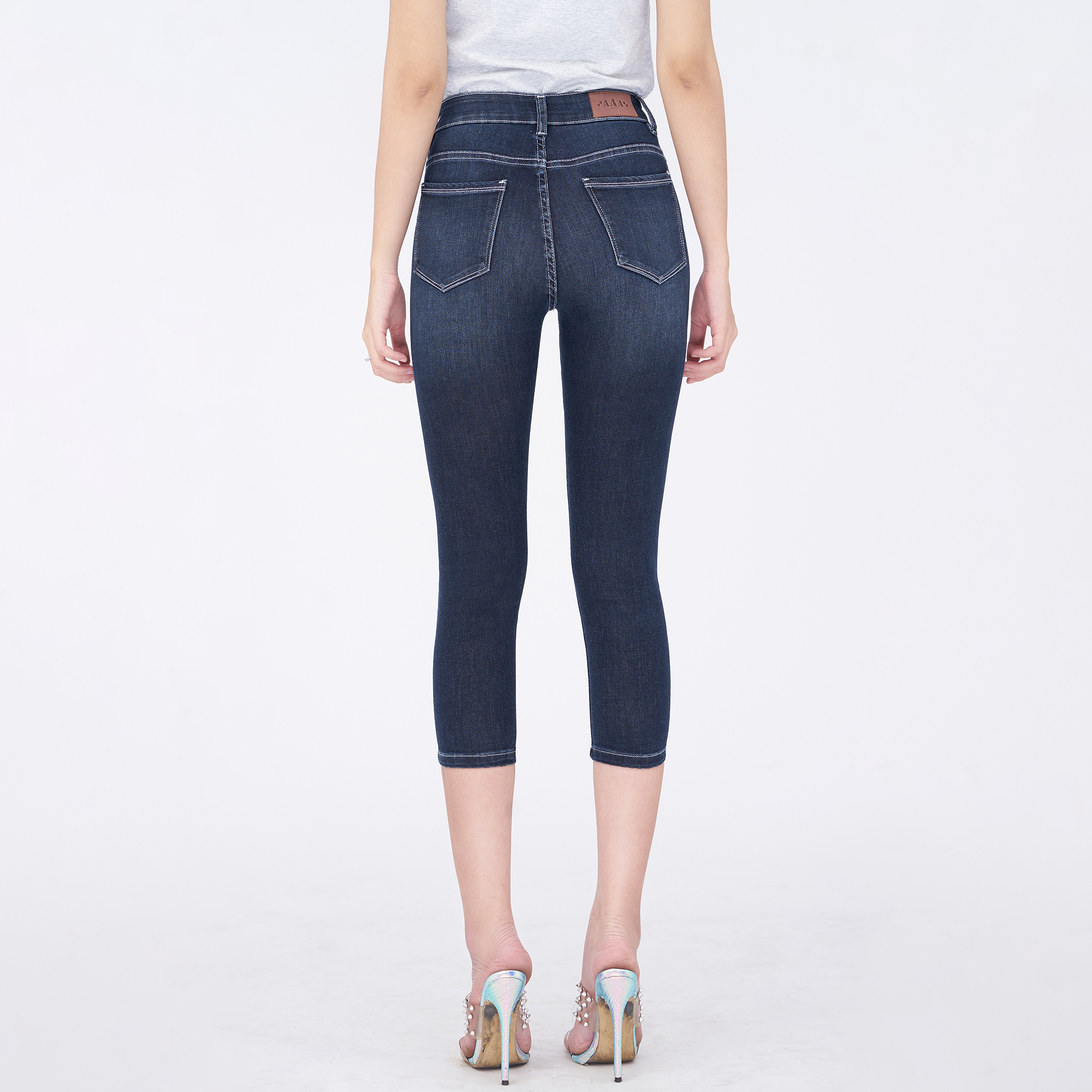 Quần Jean Nữ Aaa Jeans Lửng Dáng Skinny Lưng Cao Navy Blue