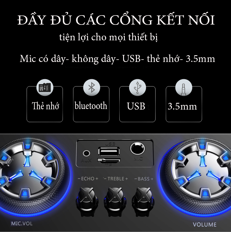 Loa karaoke gồm 2 micro không dây kết nối bluetooth D221 ( hàng nhập khẩu ) tặng 1 bộ chuyển đổi cáp quang