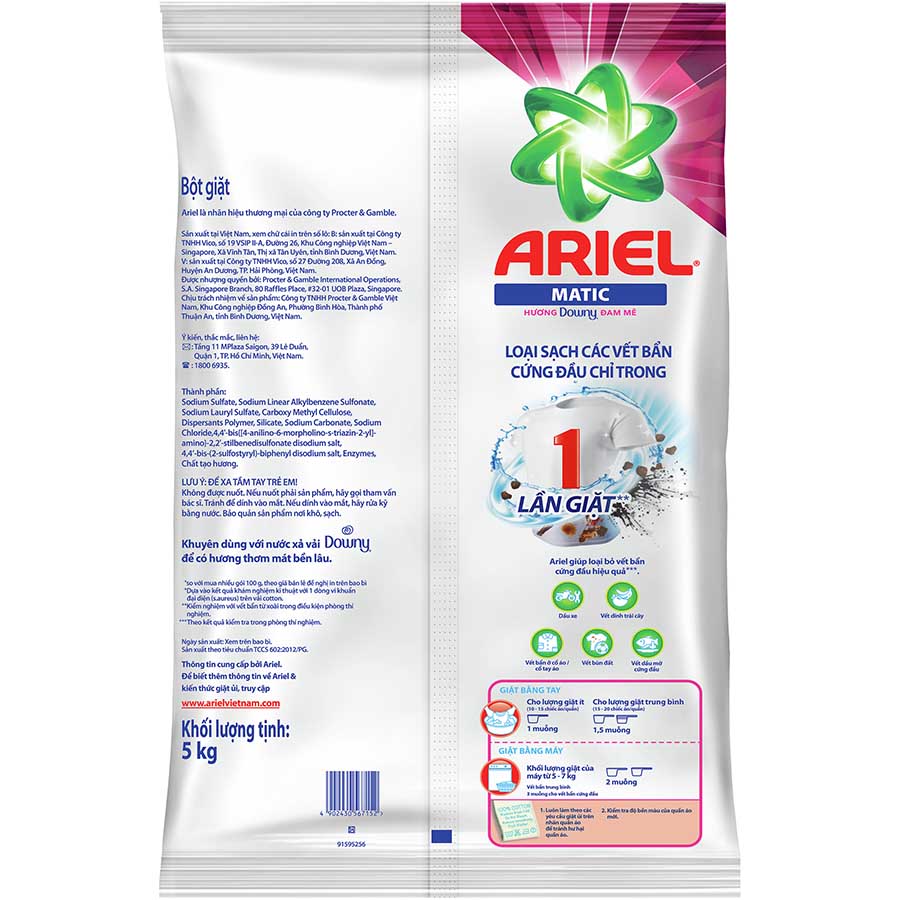 Bột Giặt Ariel Hương Downy Đam Mê/ Nắng Mai/ Chuyên Dụng