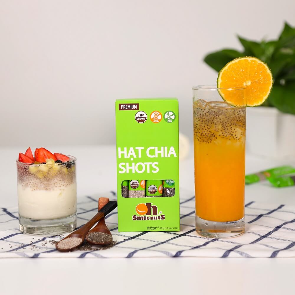 Hạt Chia Shots hữu cơ Smile Nuts gói nhỏ tiện dụng (8g x 10 gói) - Organic Chia Seed Shots (8g x 10 bag)