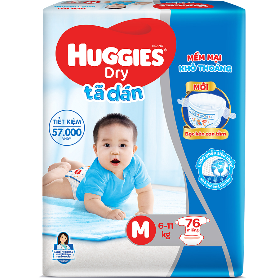 Tã dán huggies size M76 (5-10kg)