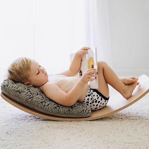 Ván bập bênh, Ván thăng bằng cho bé, Đồ chơi kỹ năng theo phương pháp giáo dục Montessori, Ván thăng bằng cho người lớn tập Yoga - Joy Roker Board - Gỗ Plywood cao su uốn cong - Lau dầu thực vật