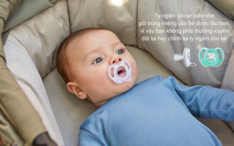 Ty ngậm silicon siêu nhẹ cho bé Tommee Tippee Ultra Light 6-18 tháng - Xanh ngọc/Trắng