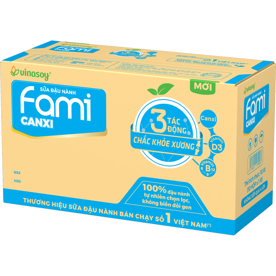 Thùng 10 Hộp Sữa đậu nành Fami Canxi (1000ml/Hộp)