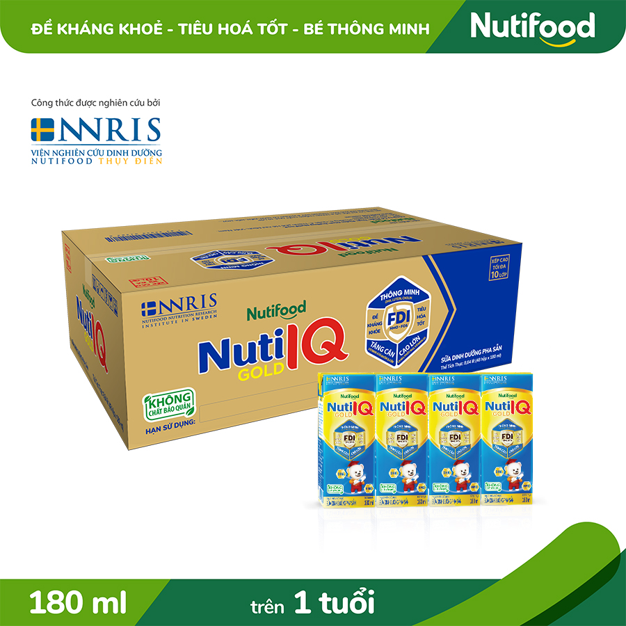 Thùng 48 hộp Sữa Bột Pha Sẵn Nuti IQ Gold 180ml