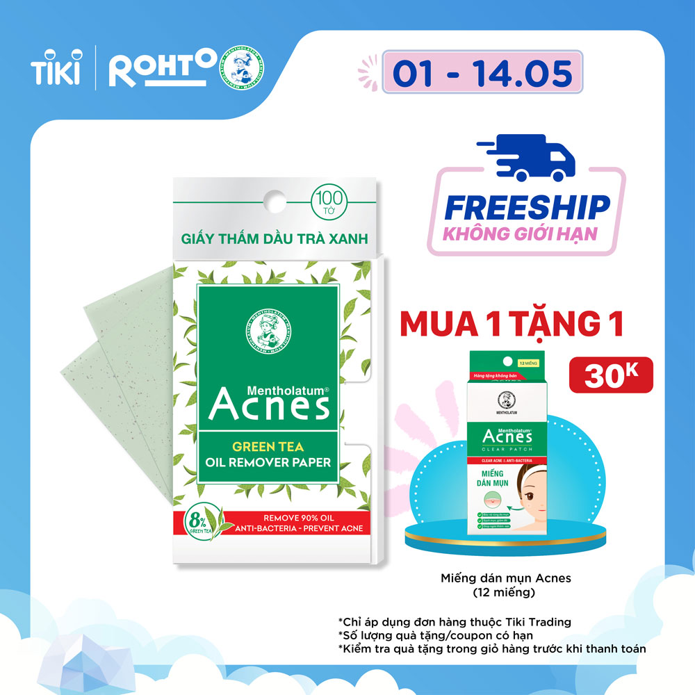 Giấy thấm dầu trà xanh Acnes Oil Remover Paper Green Tea 100 tờ