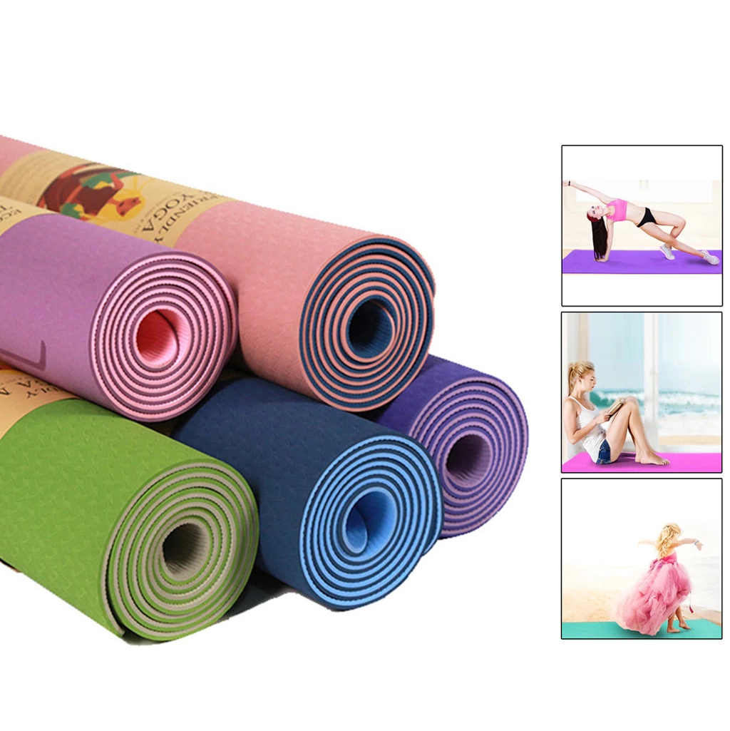 Thảm Yoga Định Tuyến TPE 2 Lớp Cao Cấp Amalife + Bao Thảm + Dây Buộc