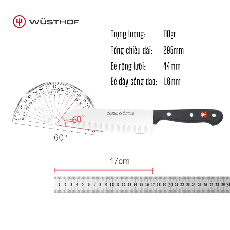 Bộ Dao Bếp Bản Rộng và Dao Santoku Kiểu Á Cao Cấp Wusthof Gourmet 9261