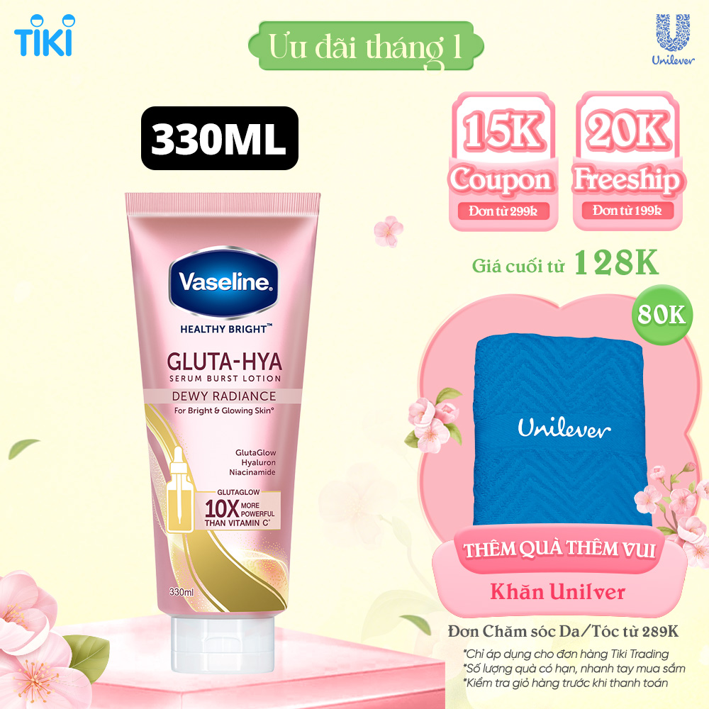 Sữa dưỡng thể Vaseline Gluta-Hya Dưỡng Da Sáng Mịn Sau 7 Ngày Dưỡng sáng chuyên sâu 330 ML